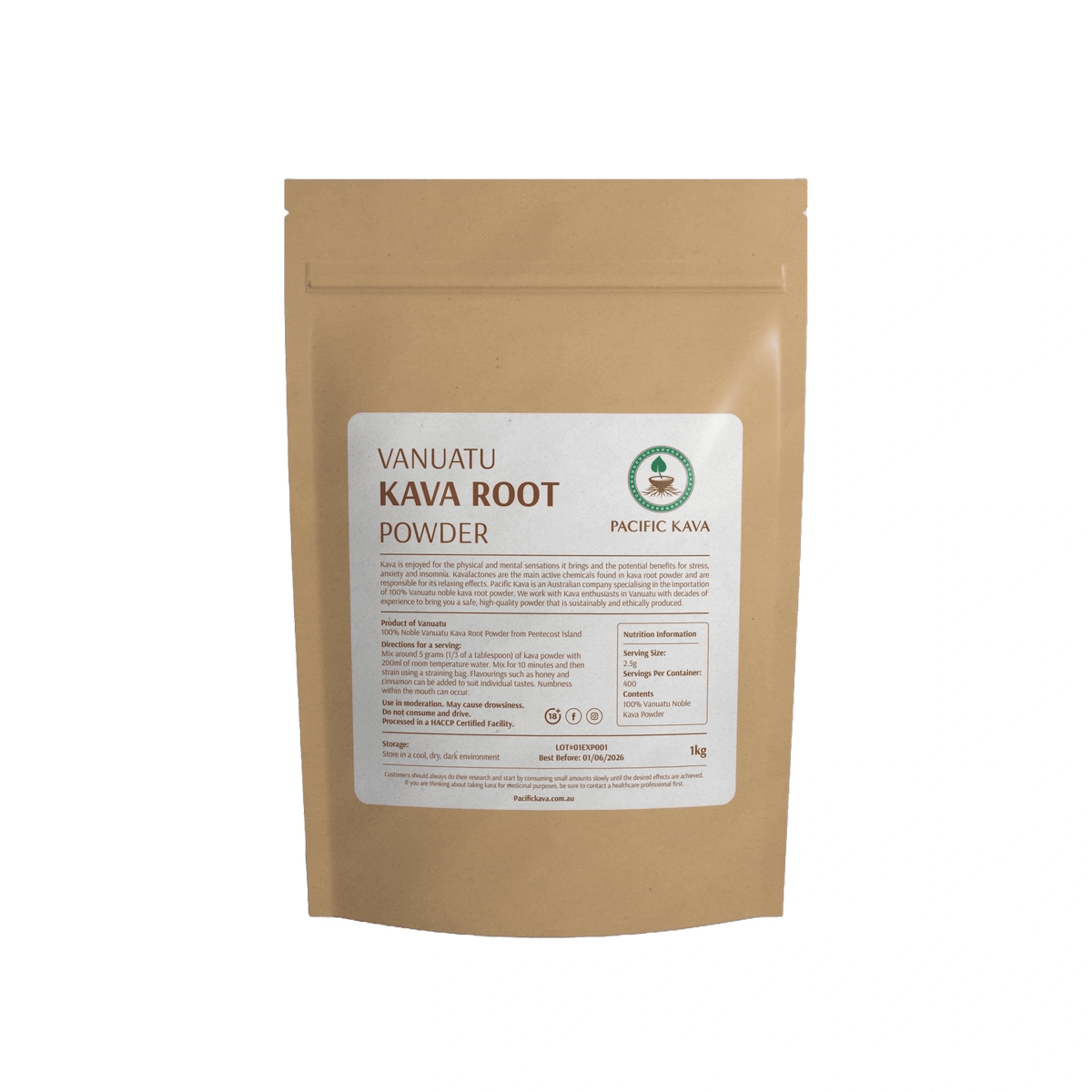2kg pouch of Vanuatu Borogoru kava powder