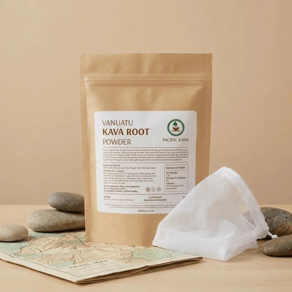 Kava Trail Kit: 50g Kava Powder + Strainer Bag - Pacific Kava
