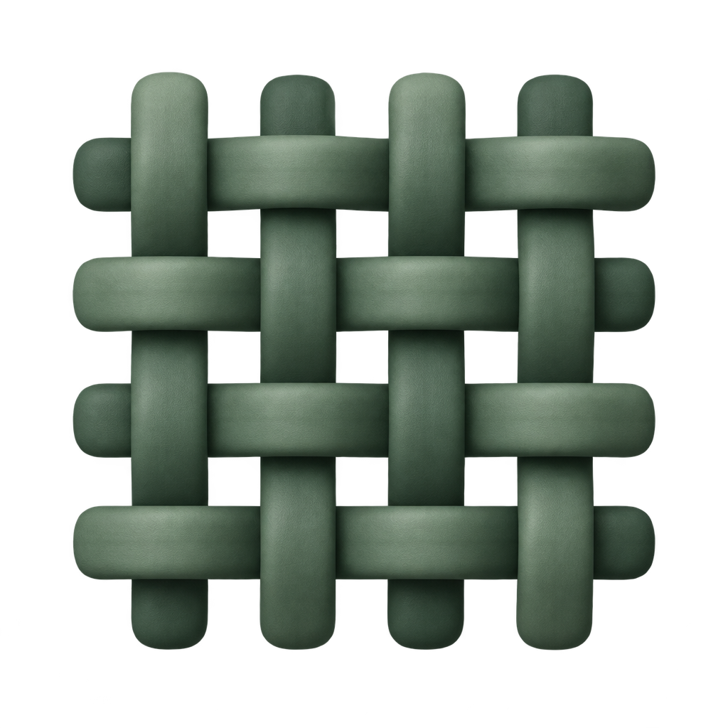 Illustration of a woven green mesh strainer