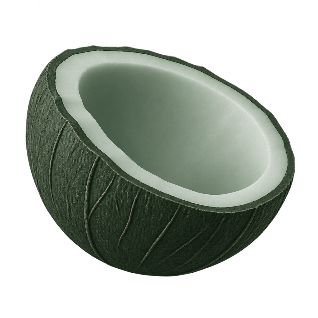 Illustration of a green coconut shell half
