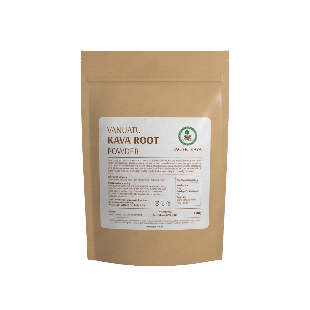 Vanuatu Borogoru noble kava powder, 150g pouch