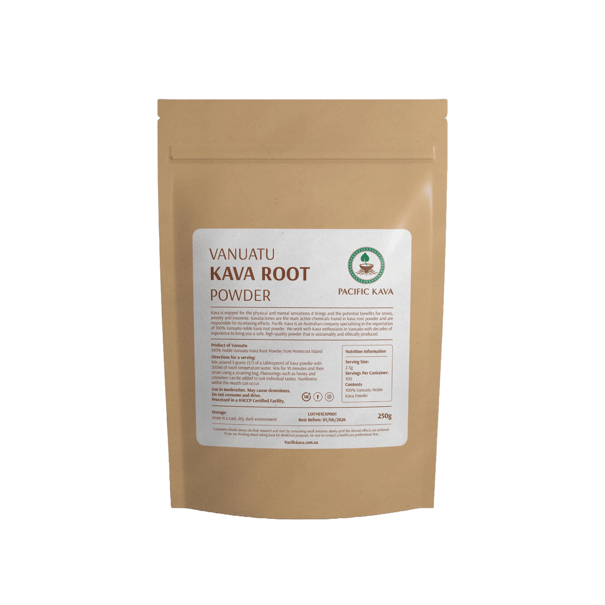 Vanuatu Borogoru noble kava powder, 250g pouch