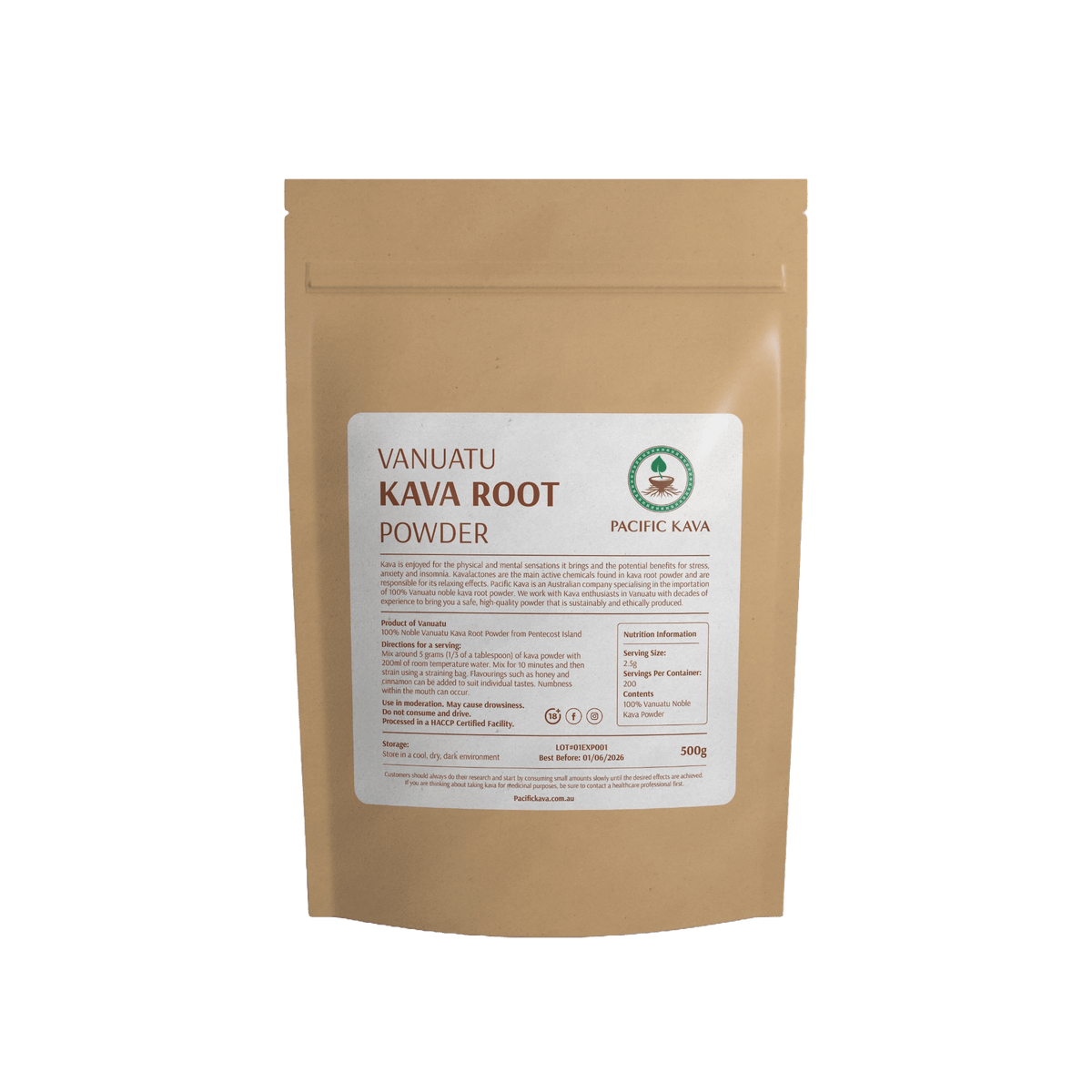 Vanuatu Borogoru noble kava powder, 500g pouch